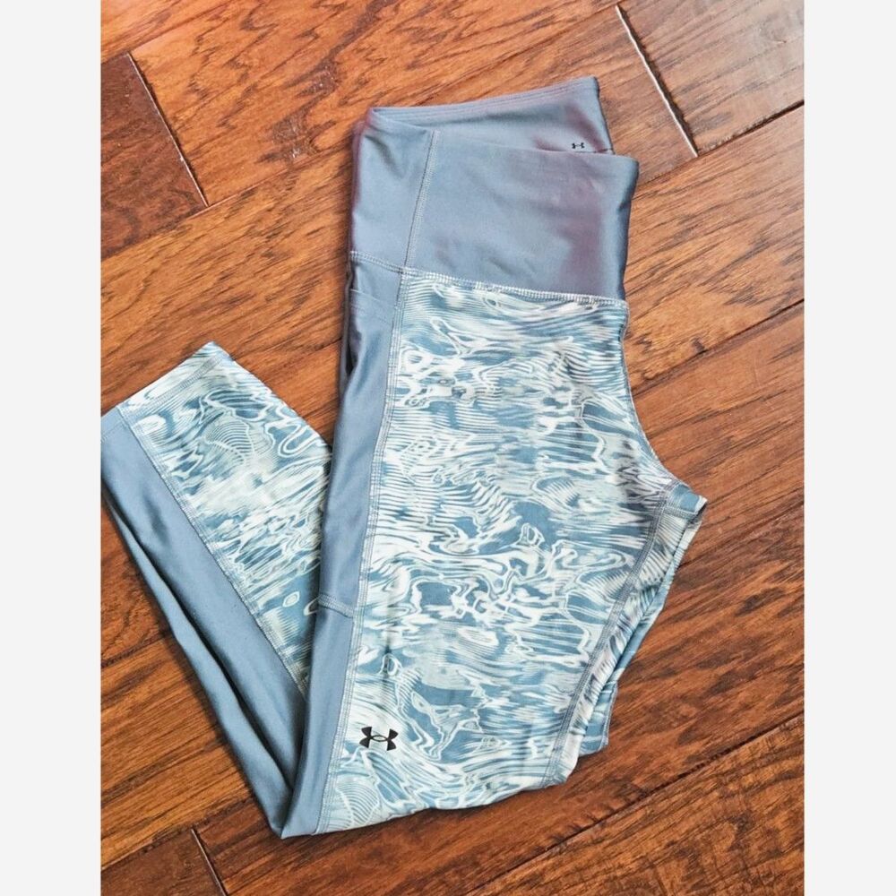 UA Sea Glass Aqua Heat Gear High Waisted High Rise Ankle Leggings | Retired